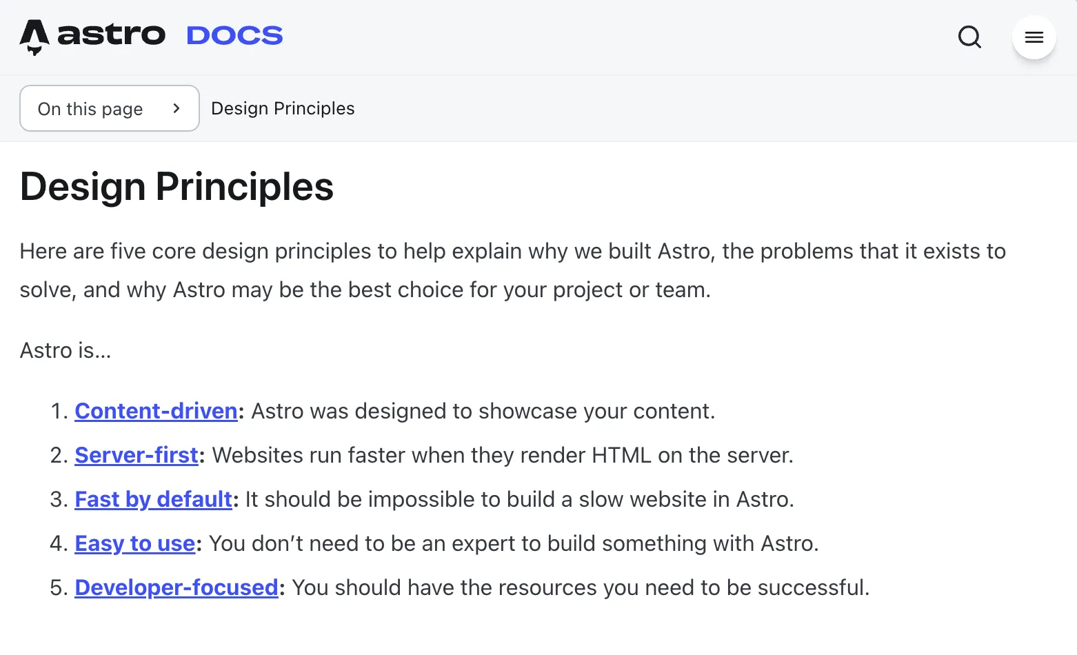 Astro's Design Principles